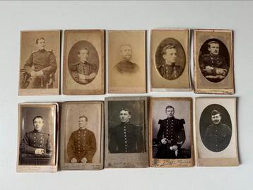 Lot van 10 foto’s van militairen, 1870-Wereldoorlog 1 (CDV) beschikbaar voor biedingen