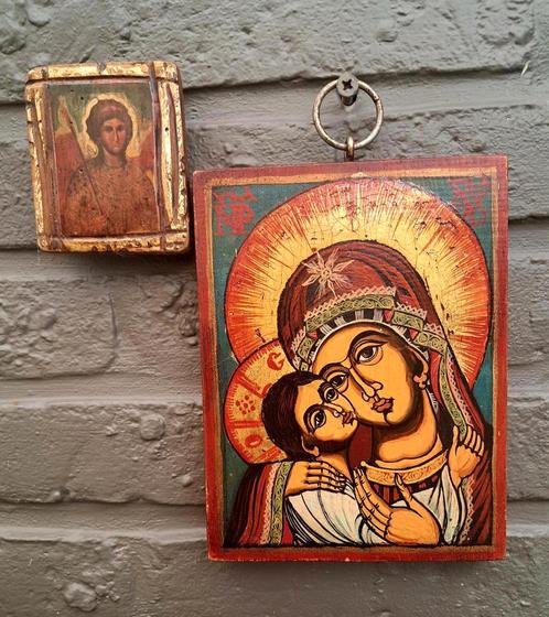 Echte geschilderde Byzantijnse iconen, Verzamelen, Religie, Zo goed als nieuw, Ophalen of Verzenden