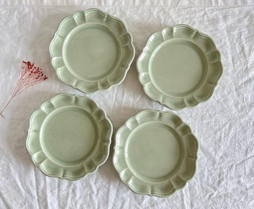 Lot de 4 assiettes à dessert vert menthe, Antiek en Kunst, Antiek | Servies los, Ophalen of Verzenden
