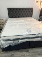 Lit boxspring 160/200 avec matelas neuf, Maison & Meubles, Neuf, Gris, Enlèvement ou Envoi, Capitonné