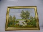 A5067 Landschap schilderij., Antiek en Kunst, Kunst | Schilderijen | Klassiek, Ophalen of Verzenden