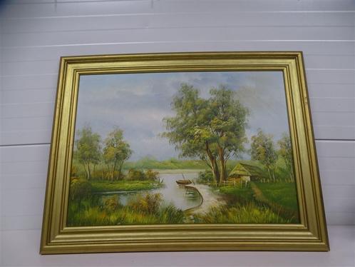A5067 Landschap schilderij., Antiek en Kunst, Kunst | Schilderijen | Klassiek, Ophalen of Verzenden