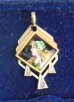 Pendentif de Limoges, Or 18 carats, Platine, Email, pierres, Handtassen en Accessoires, Kettinghangers, Verzenden, Zo goed als nieuw