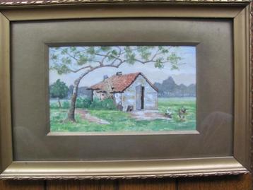 Originele antieke aquarel Gesigneerd beschikbaar voor biedingen