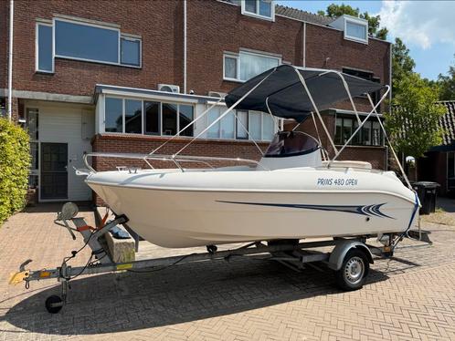 Prins 480 Open met Honda 50PK en trailer, Watersport en Boten, Vis- en Consoleboten, Zo goed als nieuw, 50 tot 70 pk, 3 tot 6 meter