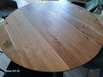 Ronde Eikentafel Shell Grey 140 diameter, kolompoot, Huis en Inrichting, Ophalen, Zo goed als nieuw