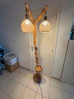 Staanlamp, vloerlamp, hout, riet, +-183cm, Huis en Inrichting, Lampen | Vloerlampen, Ophalen, Bohemian, Zo goed als nieuw, 150 tot 200 cm