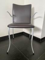 Eetkamerstoelen in bruin leder, Ophalen, Gebruikt, Metaal, Modern