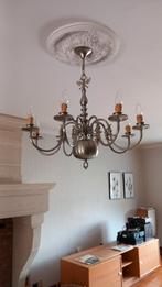 Tinnen lusters (2) +nog andere in Venitiaans glas., Huis en Inrichting, Lampen | Kroonluchters, Ophalen, Zo goed als nieuw, Glas