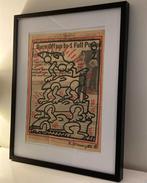 Keith Haring: tekening op krantenpapier. Ingelijst verkocht, Antiek en Kunst, Ophalen of Verzenden