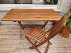 tafel met 4 plooistoelen in teak. Geen koeriersdiensten., Tuin en Terras, Ophalen, Gebruikt