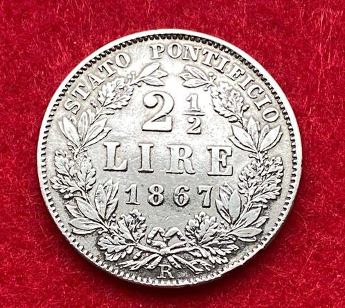 Rare Ancienne Pièce de 2.5 Lires 1867 en Argent, Antiquités & Art, Antiquités | Argent & Or, Argent, Enlèvement ou Envoi