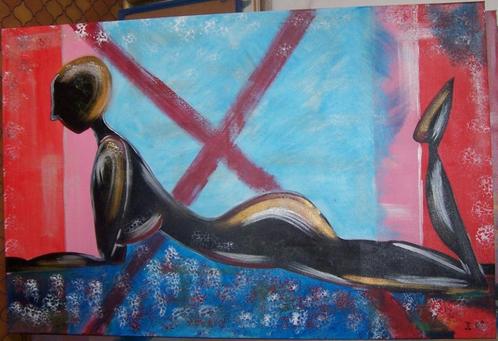 2 grote moderne schilderijen op doek- naakte vrouwen, Antiek en Kunst, Kunst | Schilderijen | Modern, Ophalen