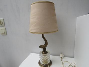 Vintage tafellamp karper messing glas