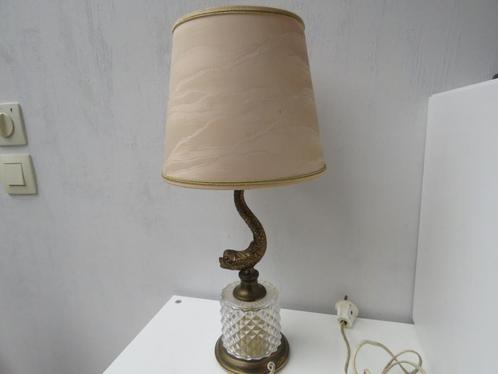Vintage tafellamp karper messing glas, Antiek en Kunst, Antiek | Verlichting, Ophalen of Verzenden
