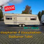 Caravan stacaravan camping woonwagen slaapkamer Badkamer 7m, Caravans en Kamperen, Rondzit, 2 aparte bedden, Bedrijf, 6 tot 7 meter