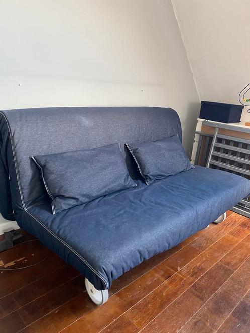 Ikea Slaapbank 2-zit, jeanskleur, 1m65,, Huis en Inrichting, Slaapkamer | Slaapbanken, Gebruikt, 90 cm, 190 cm of minder, Tweepersoons