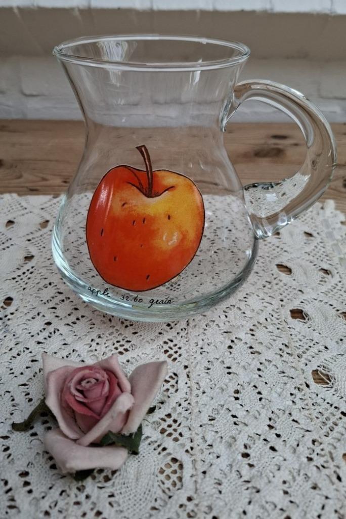 Jet Appel glazen sapkan / schenkkan, Maison & Meubles, Cuisine | Vaisselle, Comme neuf, Autres types, Autres styles, Verre, Enlèvement ou Envoi