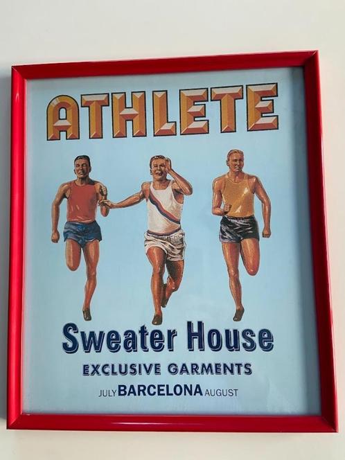Zeldzame vintage/retro reklame poster "ATLEET SWEATER HOUSE", Sport en Fitness, Loopsport en Atletiek, Zo goed als nieuw, Overige typen