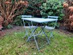 Metalen bistro tuintafeltje met 2 stoelen, Tuin en Terras, Ophalen, Gebruikt