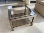 Zware vierkante glazen design salontafel, Ophalen, Gebruikt, 50 tot 100 cm, 50 tot 75 cm