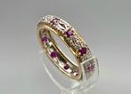 Gouden Vintage ring edelsteen robijn en diamant. 2025/568., Bijoux, Sacs & Beauté, Bagues, Rouge, Plus petit que 17, Comme neuf