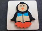 Houten puzzel pinguin, Kinderen en Baby's, Speelgoed | Kinderpuzzels, Ophalen, Zo goed als nieuw, Van hout, Minder dan 10 stukjes