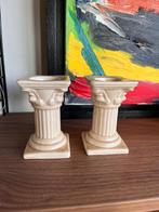 Kandelaars vintage zuiltjes in aardewerk, Overige materialen, Gebruikt, Ophalen of Verzenden, Crème