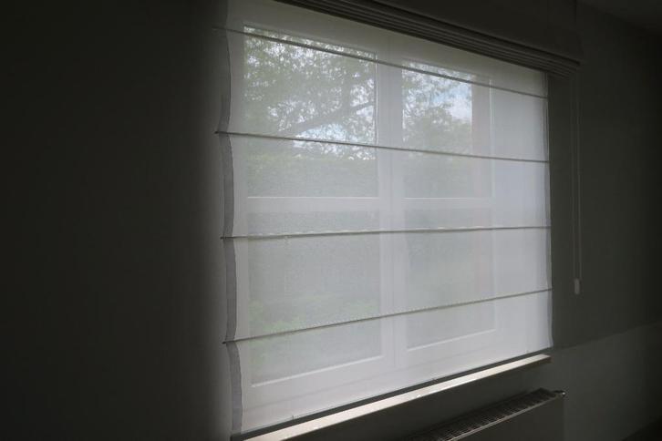 Witte vouwgordijnen - 2 stuks, Huis en Inrichting, Stoffering | Gordijnen en Lamellen, Gebruikt, 150 tot 200 cm, 150 tot 200 cm