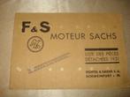Fichtel & Sachs Moteur Sachs Liste des Pièces Détachées 1931, Motos, Autres marques