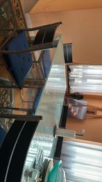 Table a manger en verre et inox +6 chaises, Maison & Meubles, Tables | Tables à manger, Comme neuf, Rectangulaire, 50 à 100 cm