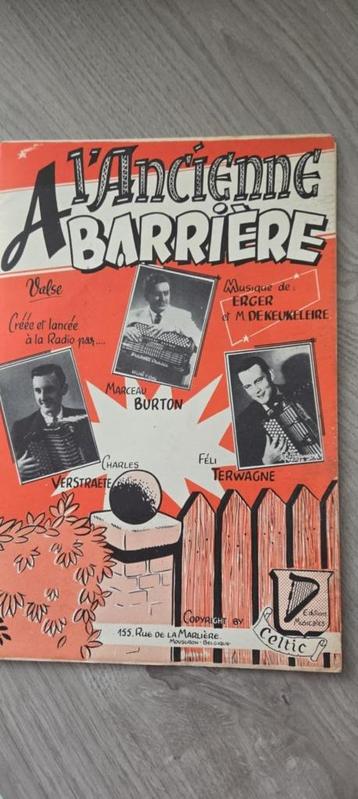 Accordeon partituur L'ancienne Barrière - wals 1952 beschikbaar voor biedingen