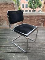 Zwarte inox design stoel geinspireerd op Breuer cesca., Huis en Inrichting, Ophalen, Gebruikt, Metaal, Vintage