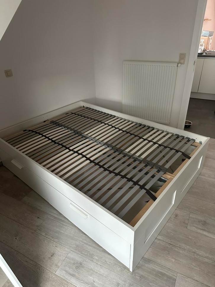 Ikea bed BRIMNES incl matras 140x200, Huis en Inrichting, Slaapkamer | Bedden, Gebruikt, Tweepersoons, 140 cm, 200 cm, Ophalen