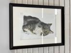 schilderij met kat, Antiek en Kunst, Ophalen of Verzenden