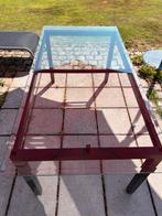Oh Green grijze aluminium tafel van 160 x 85 cm, Huis en Inrichting, Tafels | Salontafels, Ophalen, Gebruikt, Glas