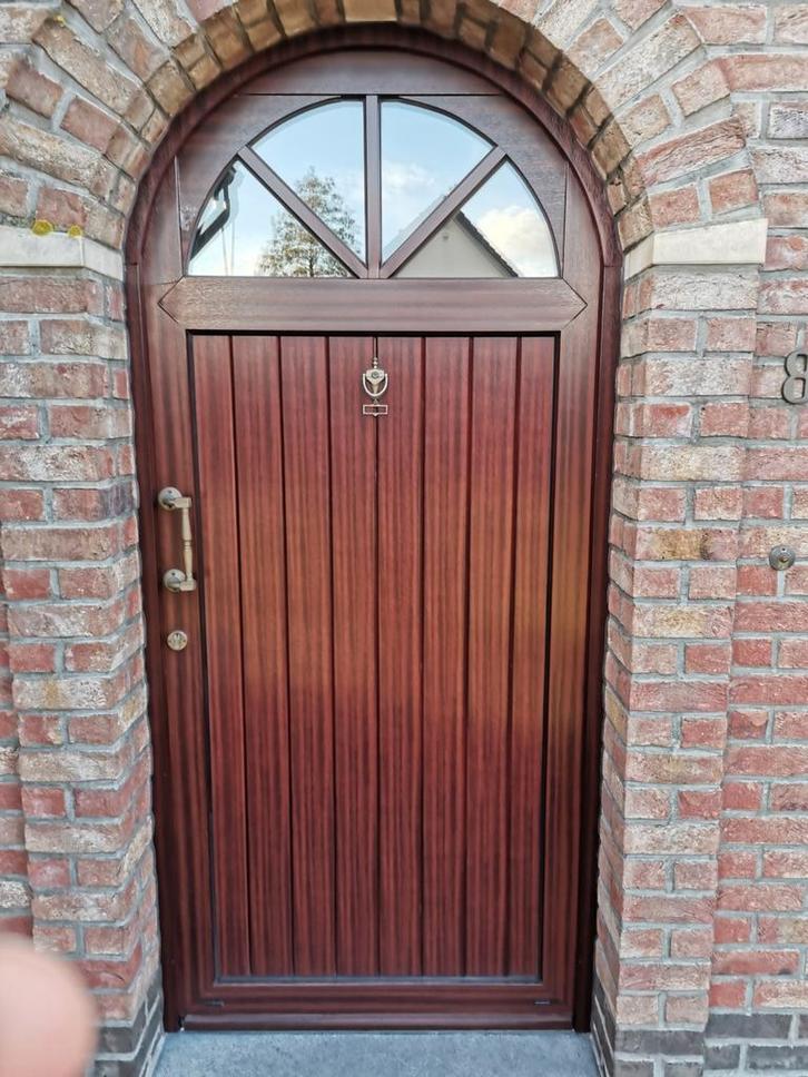 Pvc ramen en voordeur in houtstructuur, Doe-het-zelf en Bouw, Glas en Ramen, Zo goed als nieuw, Ophalen