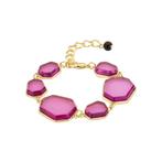 Les Cordes Nieuwe fushia/paarskleurige armband met goud in P, Handtassen en Accessoires, Armbanden, Ophalen of Verzenden, Nieuw