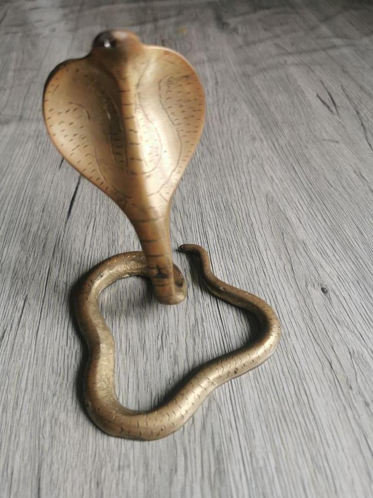 Messing slang cobra beeld, Verzamelen, Beelden en Beeldjes, Gebruikt, Ophalen