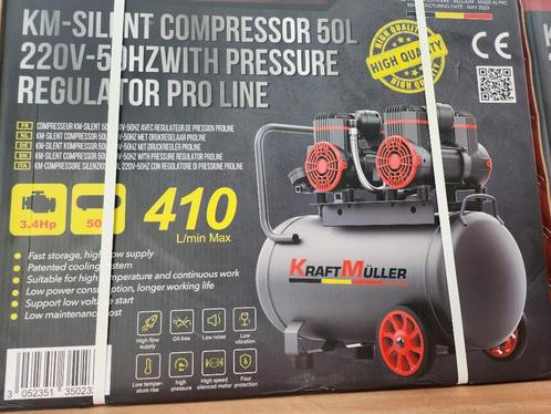 compressor kraftmuller pro-line 50L 3,4 HP low noice 4 cilin, Doe-het-zelf en Bouw, Compressors, Nieuw, 6 tot 10 bar, 25 tot 100 liter