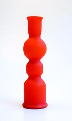 Carlo Moretti Murano 'Satinato' rode vaas, Ophalen of Verzenden, Minder dan 50 cm, Rood, Glas