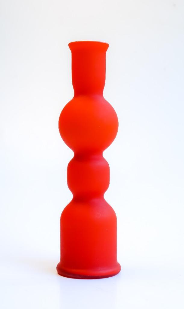 Carlo Moretti Murano 'Satinato' rode vaas, Huis en Inrichting, Woonaccessoires | Vazen, Zo goed als nieuw, Rood, Minder dan 50 cm