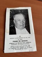 Rouwkaart F. de Groeve  Erpe 1897 + Kortrijk 1971, Collections, Images pieuses & Faire-part, Carte de condoléances, Enlèvement ou Envoi