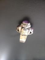 Gifring in zilver met amethist (jaren 60), Ophalen, Gebruikt, Met edelsteen, Dame