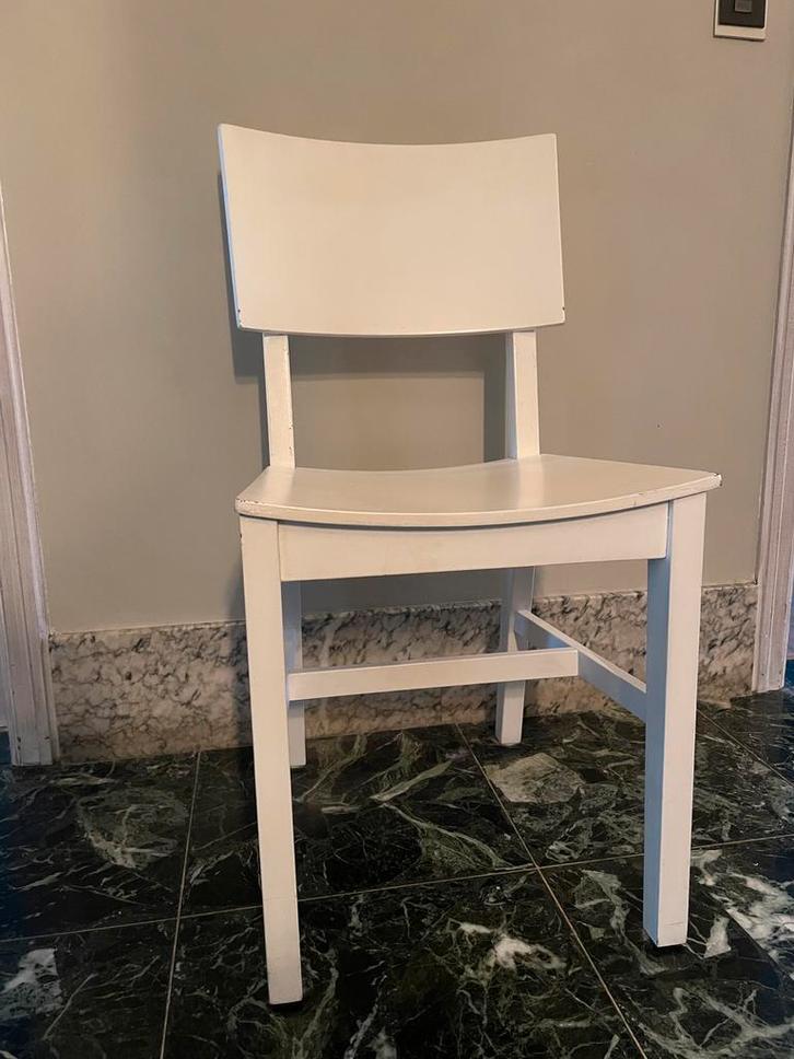 Witte houten stoel, Huis en Inrichting, Stoelen, Gebruikt, Eén, Hout, Wit, Ophalen