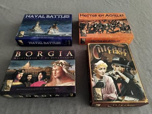 Lot Hector & Achilles, Naval Battles, Borgia, Chicago Poker, Hobby en Vrije tijd, Gezelschapsspellen | Bordspellen, Gebruikt, Een of twee spelers