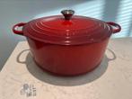 Le Creuset 34 cm rond in uitstekende staat, Enlèvement ou Envoi, Utilisé, Poêle à frire ou Sauteuse, Plaque céramique