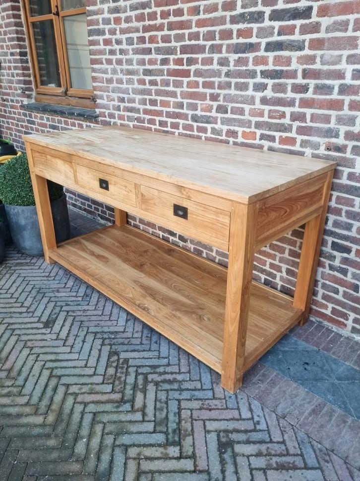 Teak bijzettafel/sidetable GRATIS LEVERING/EINDEJAARSACTIE, Huis en Inrichting, Tafels | Sidetables, Zo goed als nieuw, 50 tot 75 cm