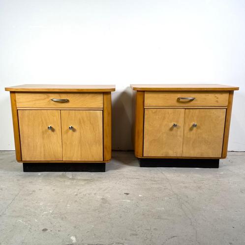 Set nachtkastjes uit de jaren ‘60, Huis en Inrichting, Slaapkamer | Nachtkastjes, Gebruikt, Minder dan 55 cm, 45 tot 65 cm, Hout