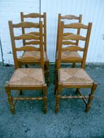 chaises en chêne clair haut dossier, Ophalen, Riet of Rotan, Gebruikt, Bruin